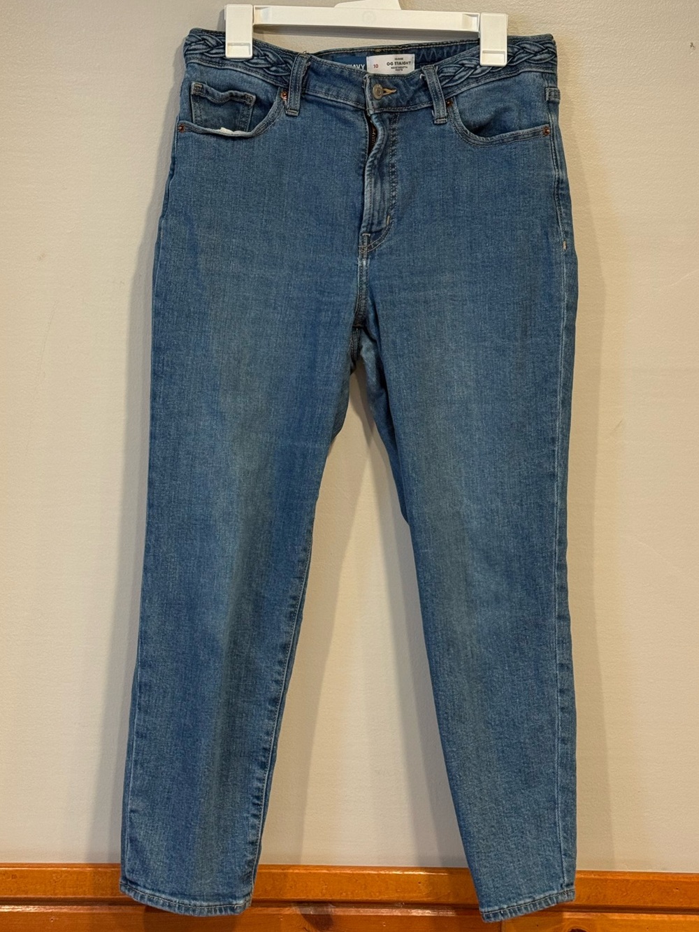 Old Navy High Rise OG Straight Braided Waist Denim Jeans Women's Size 10